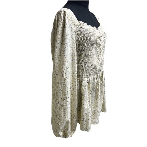 Chic Soul Women's Babydoll Blouse Tunic Top,‎ 1X, Milkmaid Peasant, Pale Yellow - Picture 1 of 8